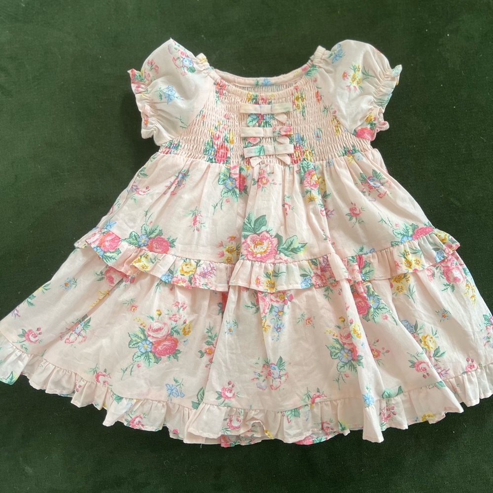 Janie and Jack Baby Floral Smocked Puff Sleeve Dress, size 6-12 months